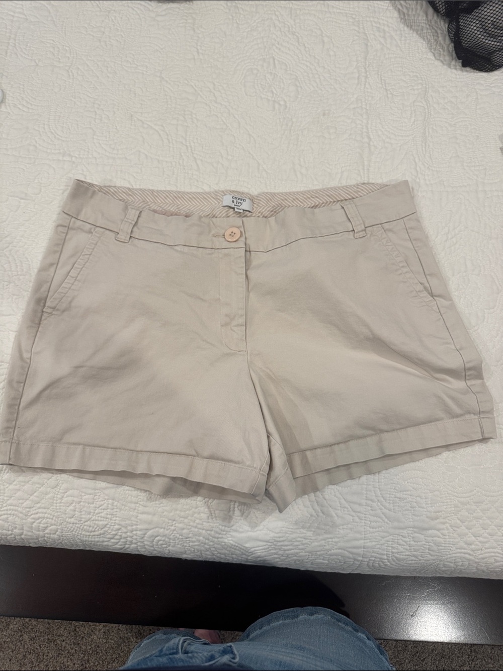 crown & ivy Light Beige Chino Bermuda Shorts